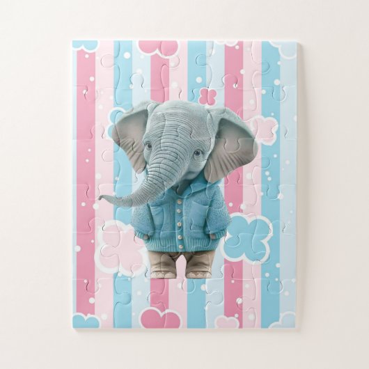 Süße Pastellfarben Elefant-Puzzles Puzzle (Vertikal)