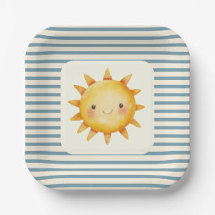 Süße Pastellfarben, hier kommt der Sohn-Baby-Party Pappteller