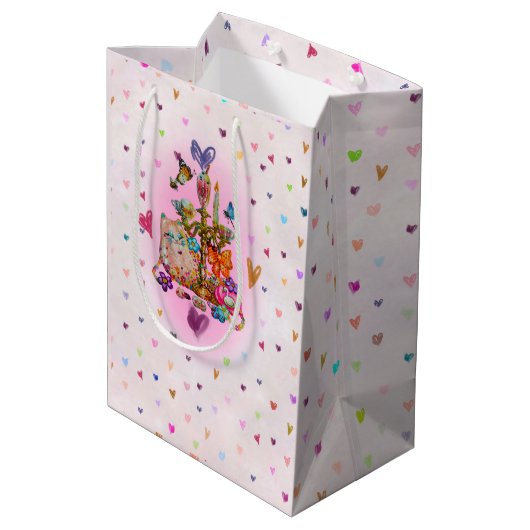 Süße Pastellfarben Mittlere Geschenktüte (Rückseite Schrägansicht)