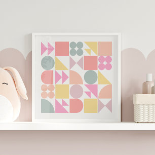 Süße pastellfarbene geometrische Kinderzimmer-Wand Poster