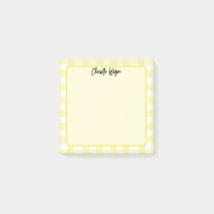 Süße Pastellgelbe Gingham-Muster-Notizen Post-it Klebezettel