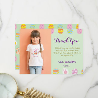 Süße Pastellgrüne Eier Kinder Geburtstagsfoto Dankeskarte