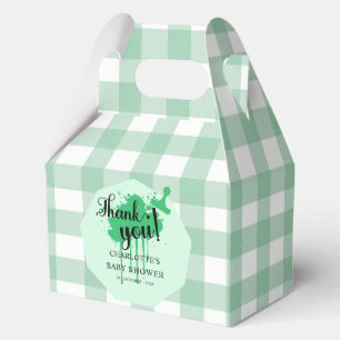 Süße Pastellgrüne Gingham-Baby-Mädchen-Party Geschenkschachtel