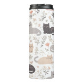 Süße Pastellkatze und Blumenmuster Thermosbecher (Rückseite)