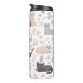 Süße Pastellkatze und Blumenmuster Thermosbecher (Nach rechts gedreht)
