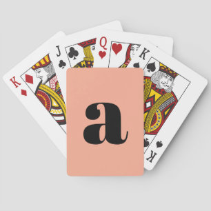 Süße Pastellorange-Monogramm-Retro-Beschriftung Spielkarten