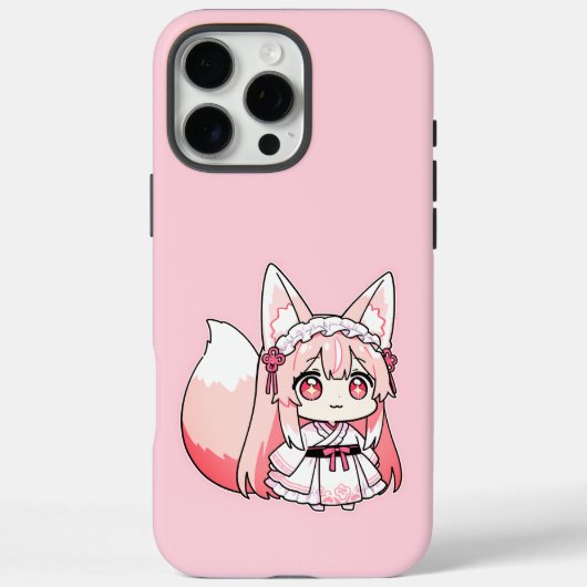 Süße Pastellrosa Chibi FuchsGirl Case-Mate iPhone Hülle (Rückseite)