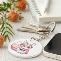 Süße Pastellrosa Chibi FuchsGirl