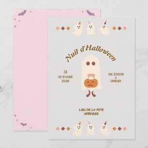 Süße Pastellrosa-Geister-Halloween-Party-Einladung Einladung