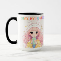 Süße Pastellrosa Haare Bleib hydriert Grafik-Mug