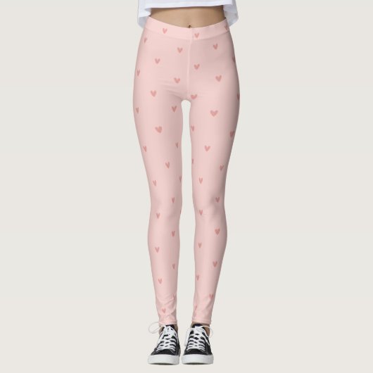 Süße Pastellrosa Herzen Leggings (Vorderseite)