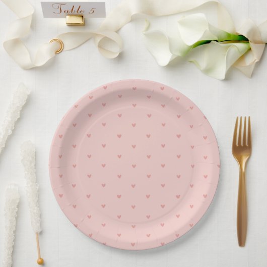 Süße Pastellrosa Herzen Pappteller (Hochzeit)