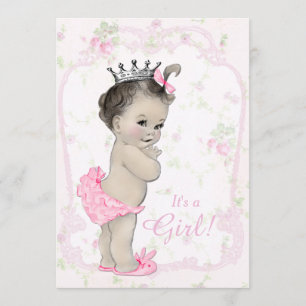 Süße Pastellrosa Shab Chic Baby Shower Einladung