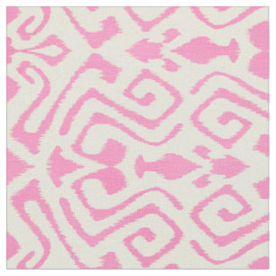 Süße pastellrosa und gelbe Ikat-Tribalmuster Stoff