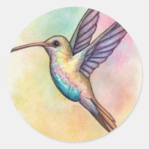 Süße Pastelltöne Kolibri im Flug Runder Aufkleber