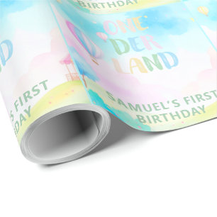 Süße Pastelonederland Aquarellfarbe 1. Geburtstag Geschenkpapier