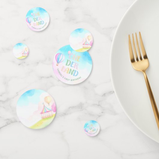 Süße Pastelonederland Aquarellfarbe 1. Geburtstag Konfetti (Gruppe)