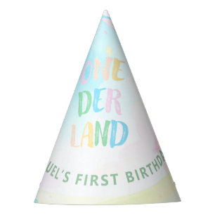 Süße Pastelonederland Aquarellfarbe 1. Geburtstag Partyhütchen