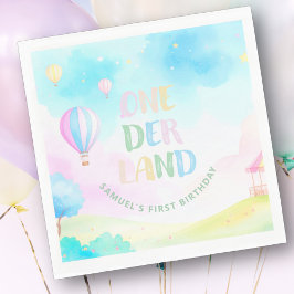 Süße Pastelonederland Aquarellfarbe 1. Geburtstag Serviette