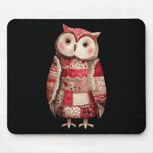 Süße Patchwork-Eule-Quilting-Liebhaber Valentinsta Mousepad (Vorne)