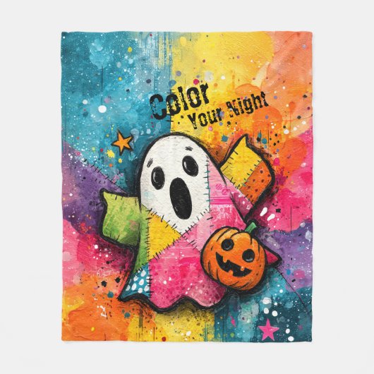 Süße Patchwork-Geist-Bunte-Spritzkunst Fleecedecke (Vorderseite)