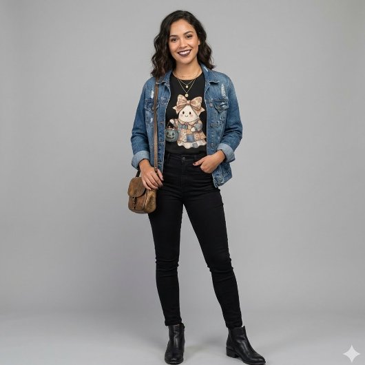 Süße Patchwork-Geist Coquette Halloween-Blumen-Sch Tri-Blend Shirt