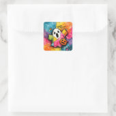 Süße Patchwork-Geist-Farb-Spritzkunst Quadratischer Aufkleber (Tasche)