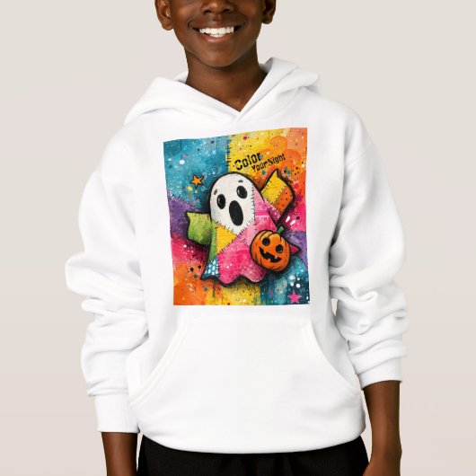 Süße Patchwork-Geist-Farbige Splatter-Kunst Hoodie (Vorderseite)