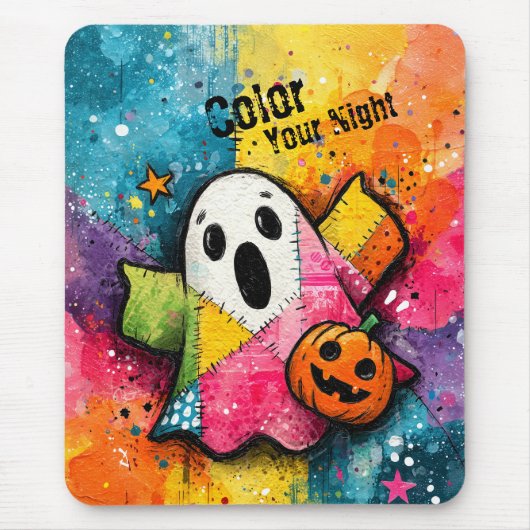 Süße Patchwork-Geist-Farbige Splatter-Kunst Mousepad (Vorne)