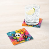 Süße Patchwork-Geist-Farbige Splatter-Kunst Rechteckiger Pappuntersetzer (Vor Ort)