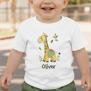 Süße Patchwork-Giraffe Baby T-shirt