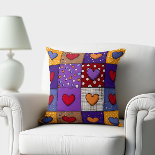 Süße Patchwork-Herzen Kissen