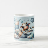 Süße Patchwork-Kuh über dem Mond mit Sternen Kaffeetasse (Mittel)