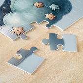 Süße Patchwork-Kuh über dem Mond mit Sternen Puzzle (Seite)