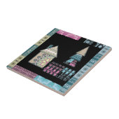 Süße Patchwork-Quilt-Haus-Baum-Abstrakt-Formen Fliese (Seite)