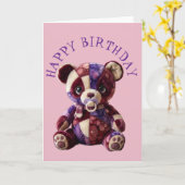 Süße Patchwork-Schmusenuss-Bär Karte (Gelbe Blume)
