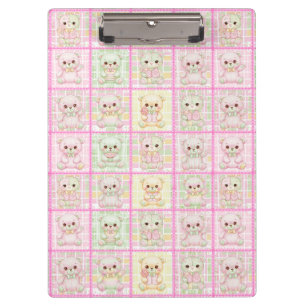 Süße Patchwork-Teddybär-Decke Nahtlos Klemmbrett