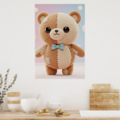 Süße Patchwork-Teddybär-Illustration Poster (Küche)