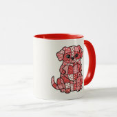 Süße Patchwork-Welpe mit Herz-Illustration Tasse (VorderseiteRechts)