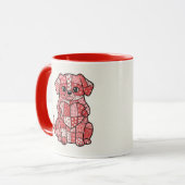 Süße Patchwork-Welpe mit Herz-Illustration Tasse (Vorderseite Links)