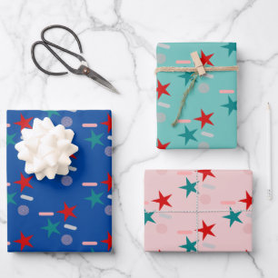 Süße patriotische Streusel-Sterne-Muster  Geschenkpapier Set