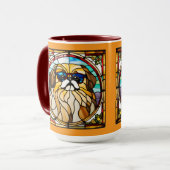 Süße Pekingese-Buntglas-Kaffeetasse Tasse (Vorderseite Links)