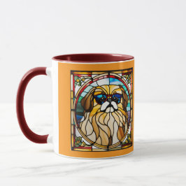 Süße Pekingese-Buntglas-Kaffeetasse Tasse