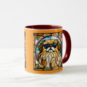 Süße Pekingese-Buntglas-Kaffeetasse Tasse (VorderseiteRechts)
