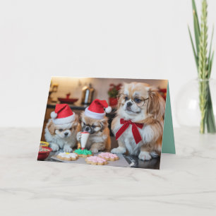 Süße Pekingese-Weihnachtsplätzchen-Weihnachtskarte Karte