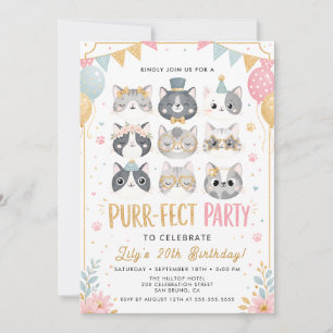 Süße perfekte Party-Kitty-Einladung für Mädchen un Einladung