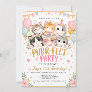 Süße perfekte Party-Kitty-Einladung für Mädchen un Einladung