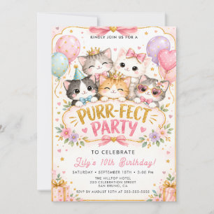 Süße perfekte Party-Kitty-Einladung für Mädchen un Einladung