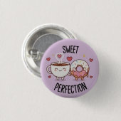 Süße Perfektion Kawaii Kaffee & Donut Pin Button (Vorne & Hinten)