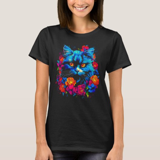 Süße Perserkatze Blume T-Shirt (Vorderseite)